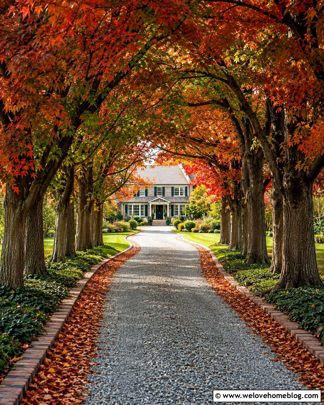 Tree Tunnel Autumn Leafy Driveway - 20 Autumn Leafy Driveway Ideas