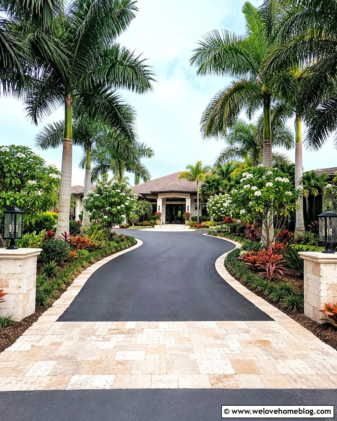 Tropical Asphalt Driveway With Stone Edging