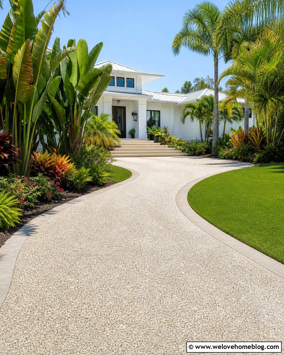 Tropical Concrete Driveway - 40 concrete driveway ideas
