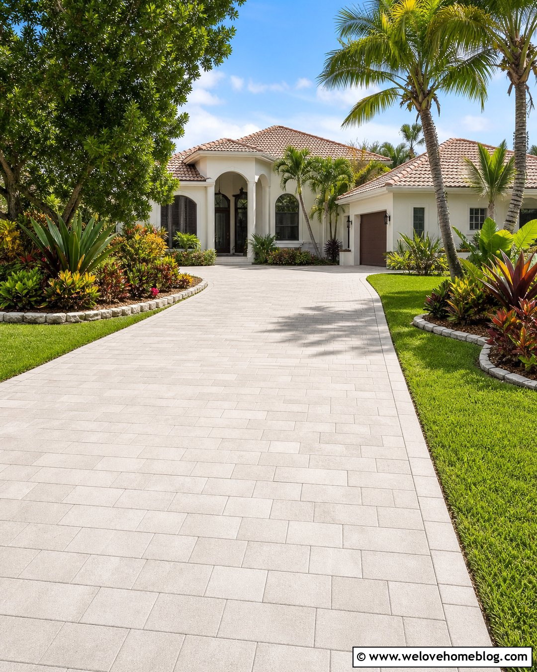 Tropical Driveway Landscaping With Palms - 20 front house driveway landscaping ideas