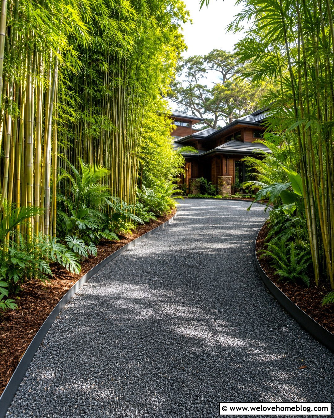 Tropical Driveway With Bamboo Privacy - 20 tropical driveway scenery ideas