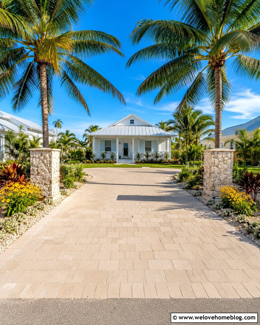 Tropical Driveway With Coconut Palm Entrance - 20 tropical driveway landscaping ideas