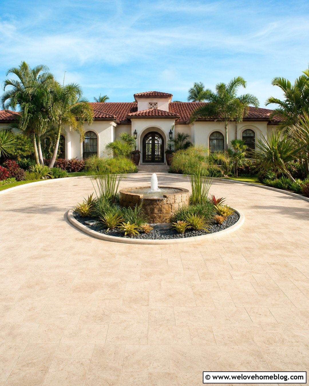 Tropical Driveway With Water Feature - 20 tropical driveway scenery ideas