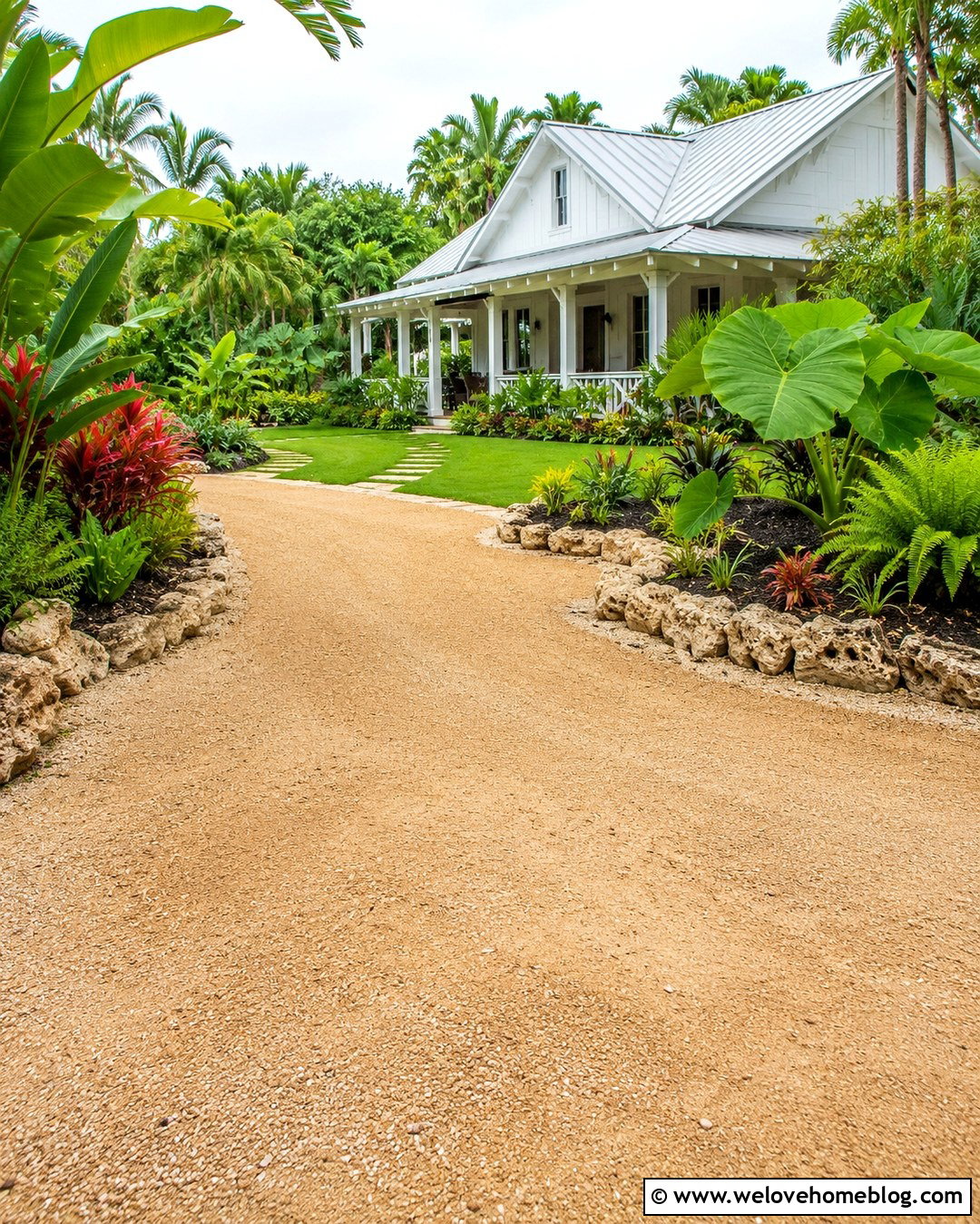 Tropical Gravel Driveway With Banana Plants - 20 tropical driveway landscaping ideas