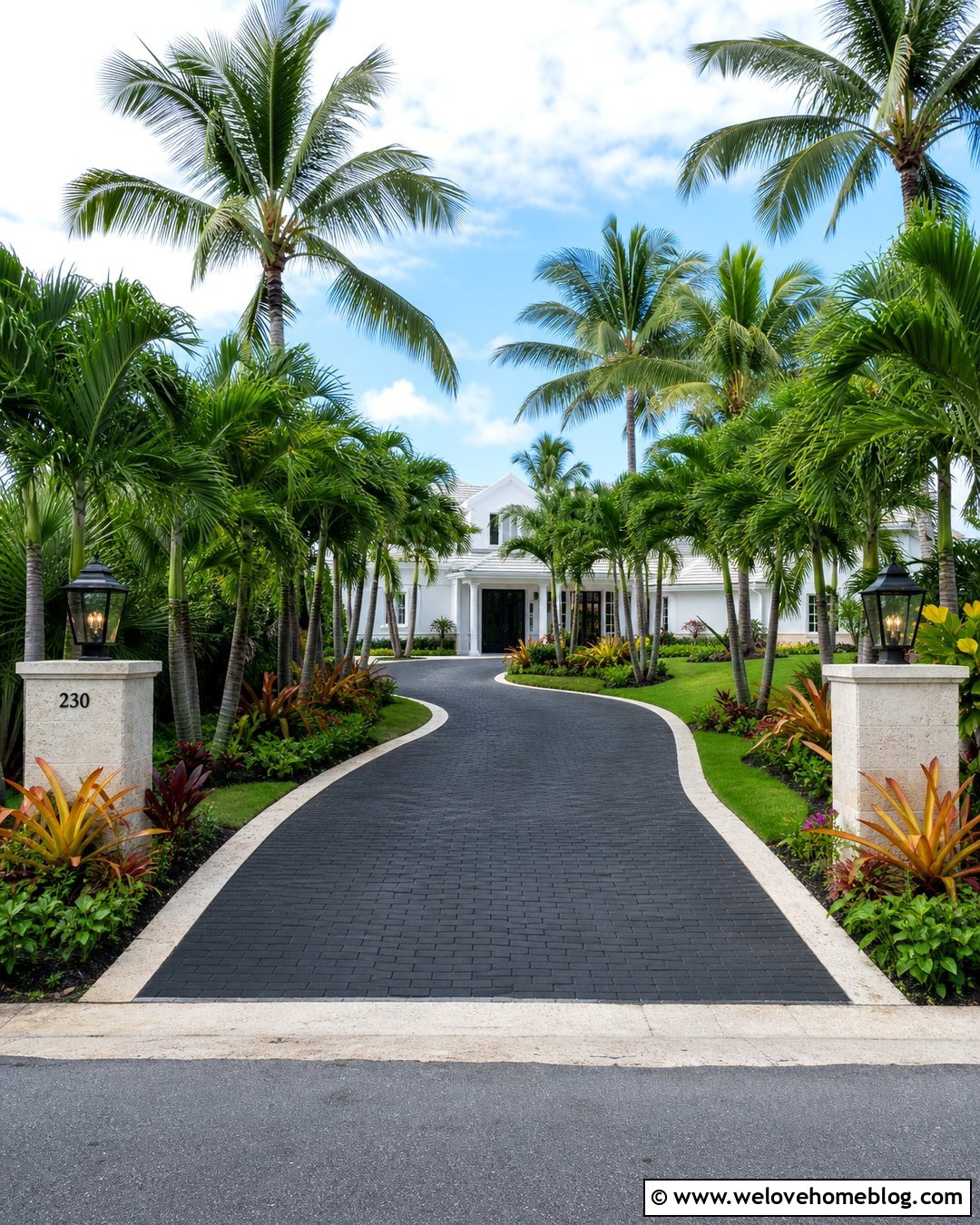 Tropical Palm Driveway Entrance - 25 Palm Tree Driveway Entrance Ideas