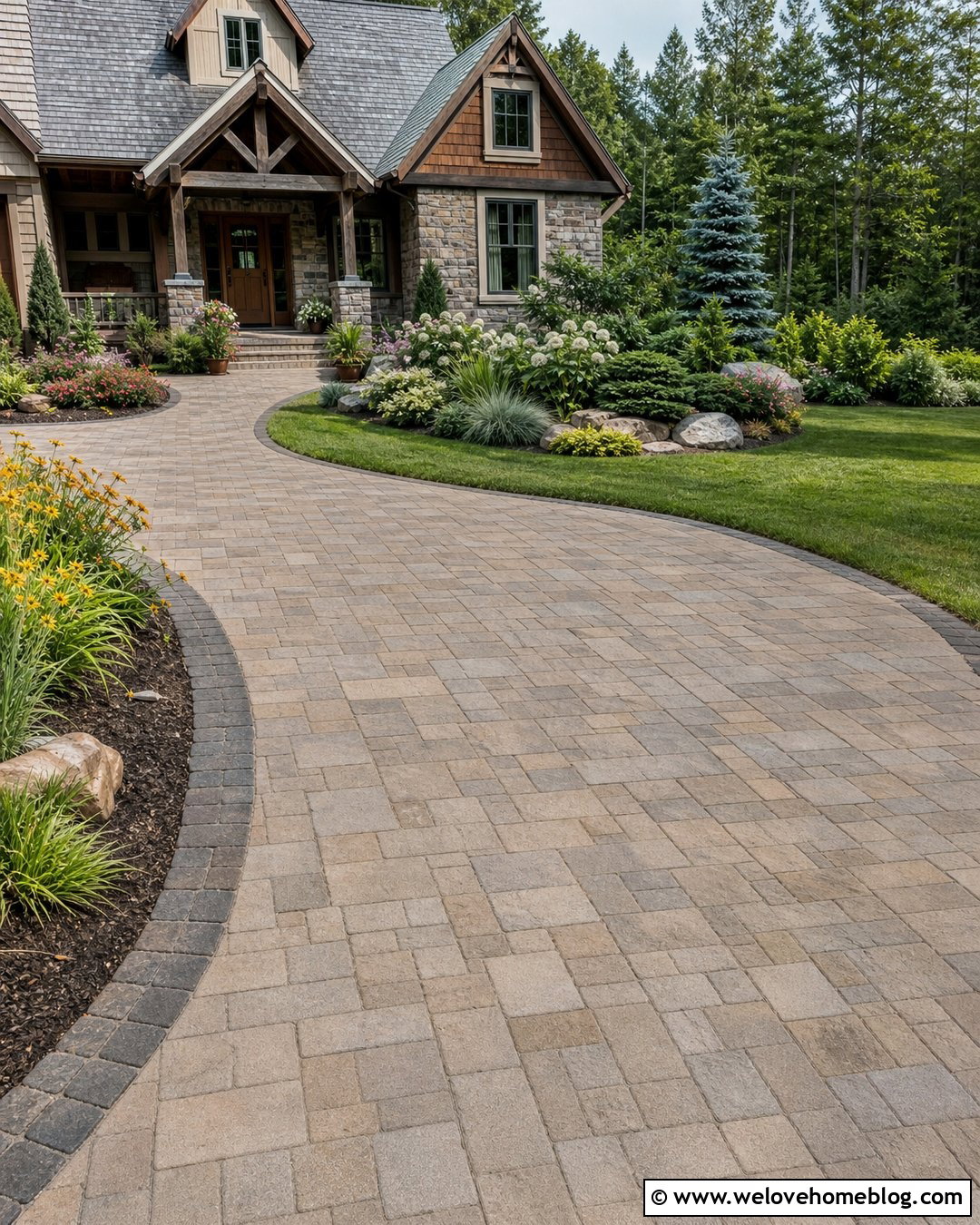 Tumbled Paver Driveway - 40 driveway pavers ideas