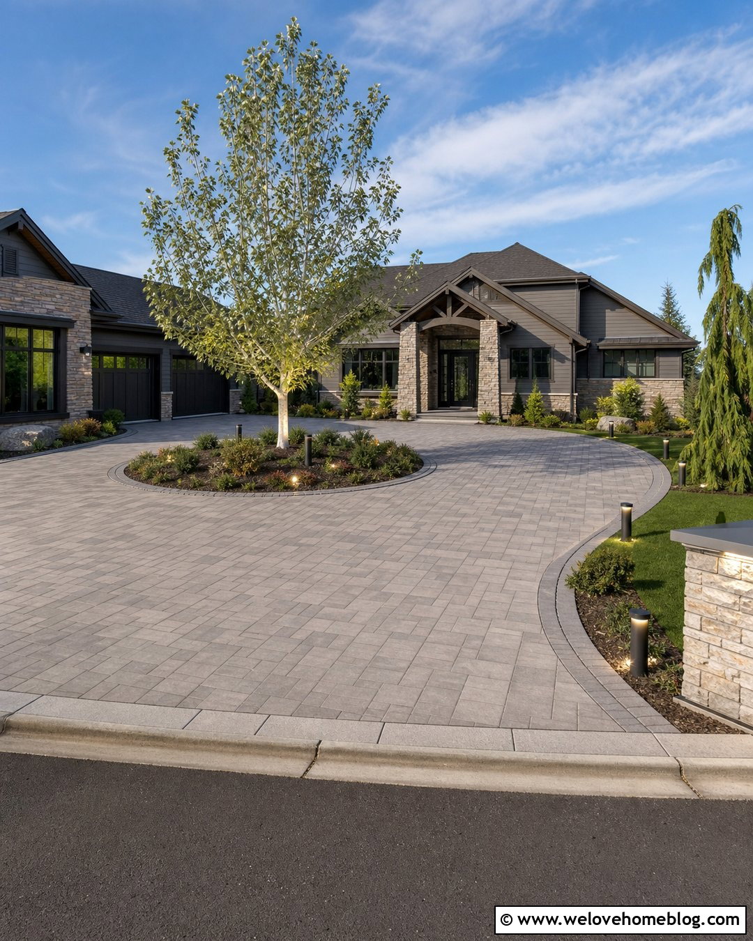 Turning Circle Driveway With Lighting - 25 turning circle driveway ideas