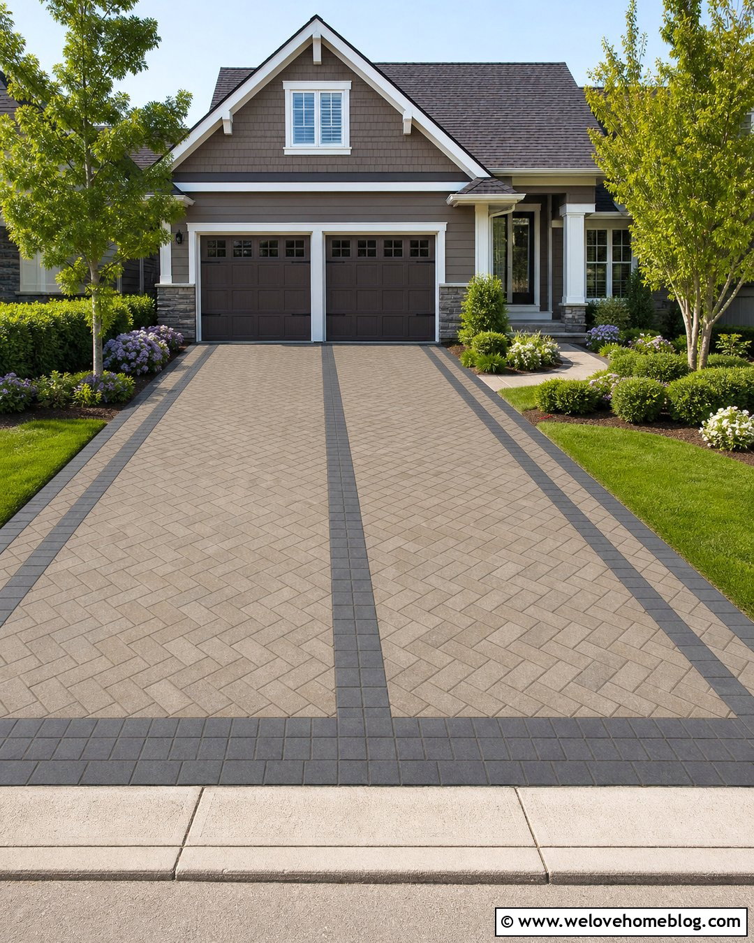 Two Car Paver Driveway - 20 Parking Pavers Driveways Ideas