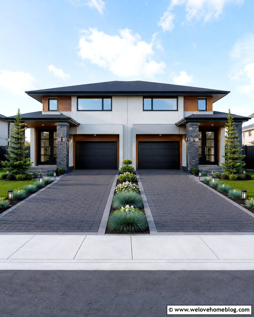 Two Driveways For A Duplex House - 20 House With Two Driveways Ideas