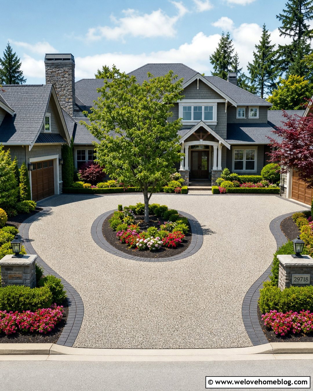 Two Driveways With Circular Front Connection - 20 Two Driveways Ideas