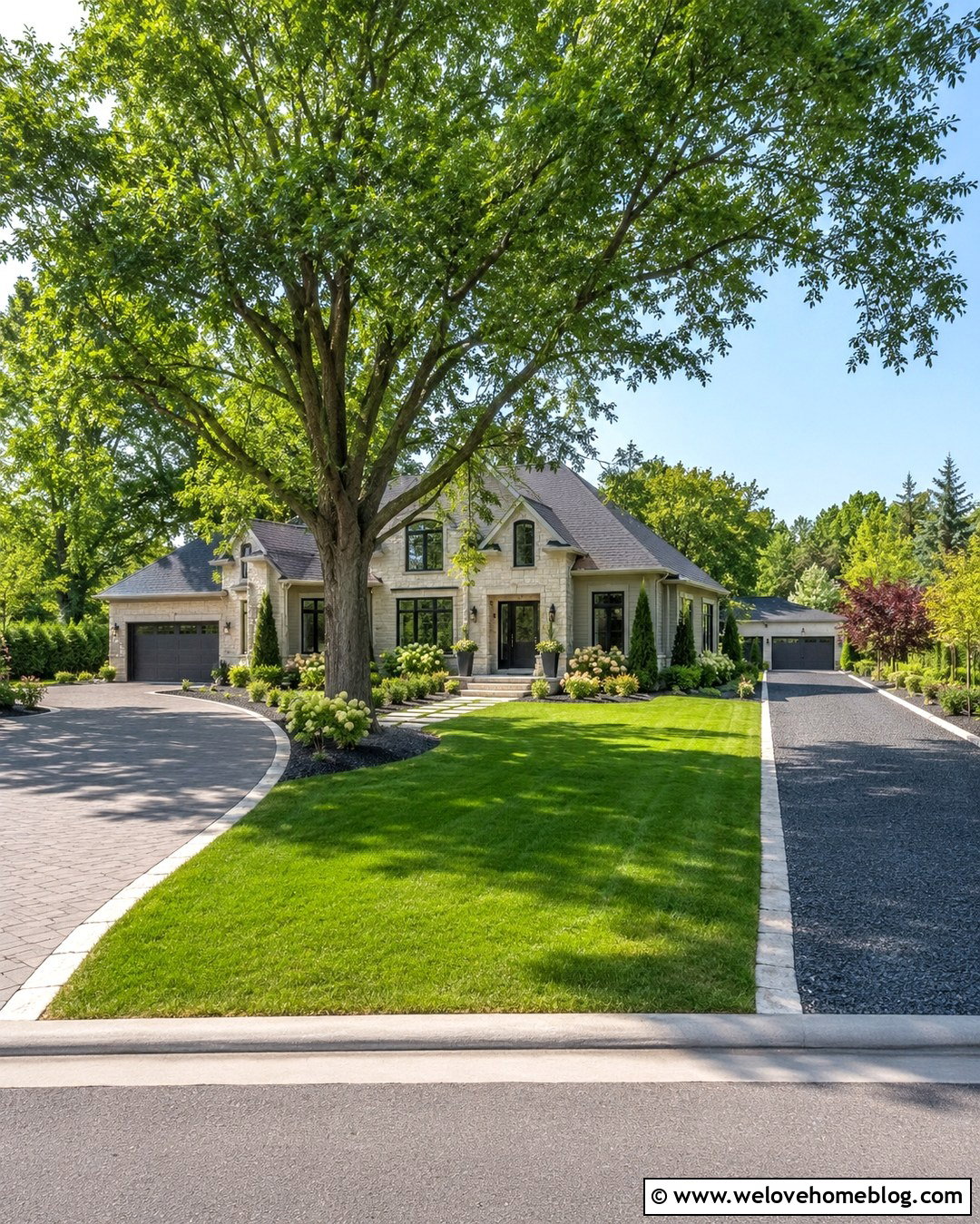 Two Driveways With Contrasting Materials - 20 House With Two Driveways Ideas