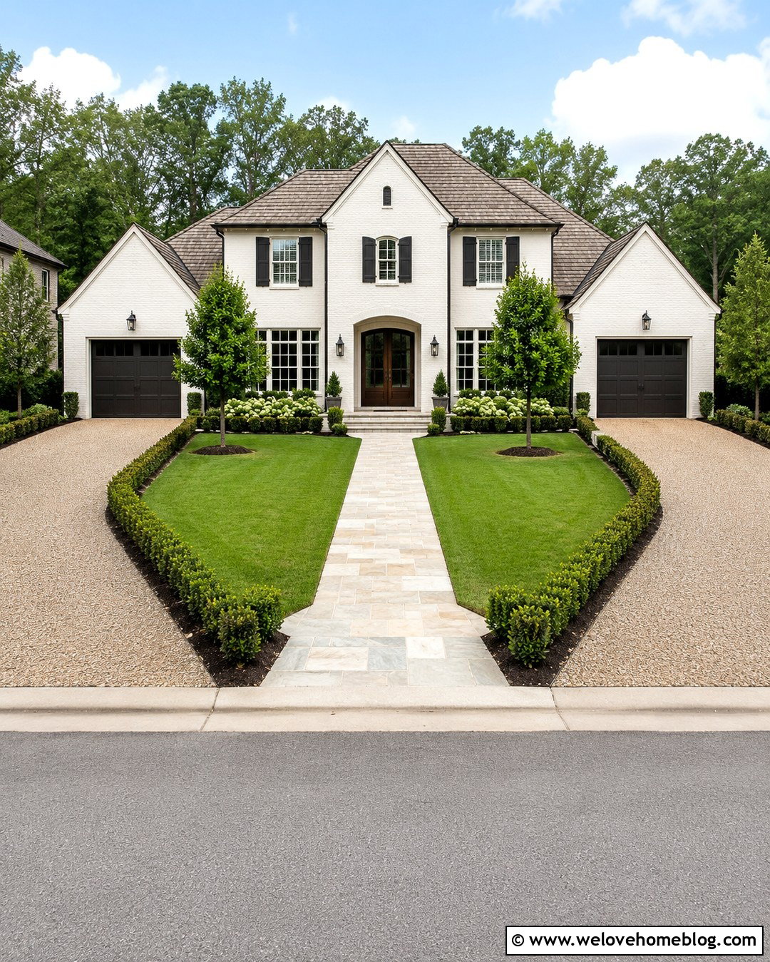 Two Driveways With Low Hedge Borders - 20 2 Driveways Front Yards ideas