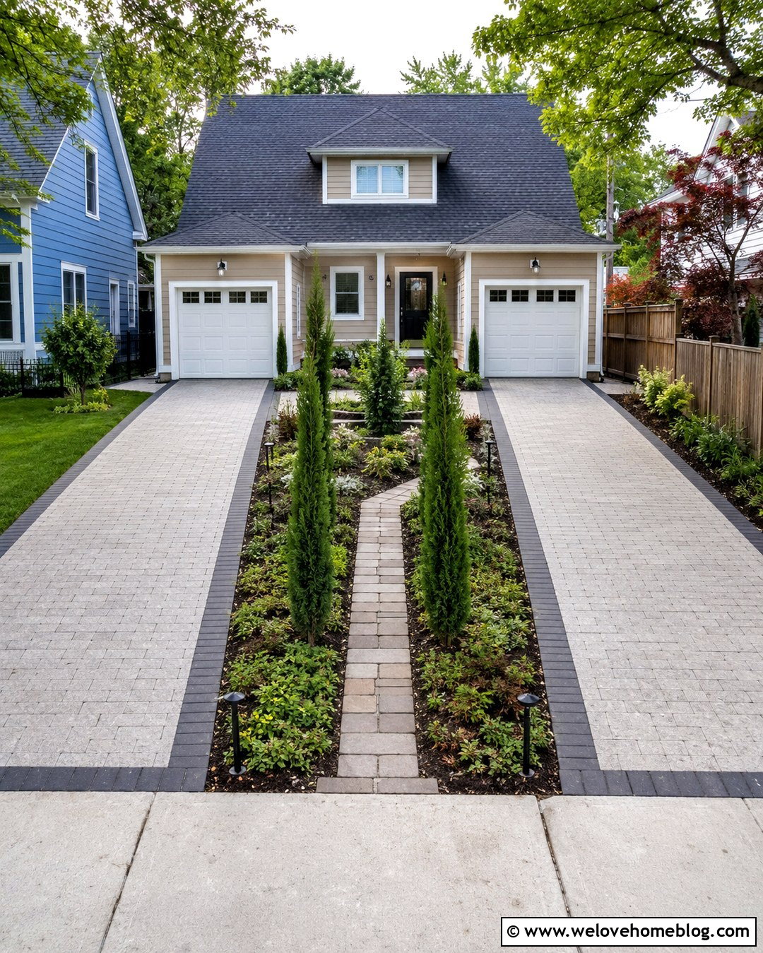Two Narrow Driveways For A Small Front Yard - 20 House With Two Driveways Ideas