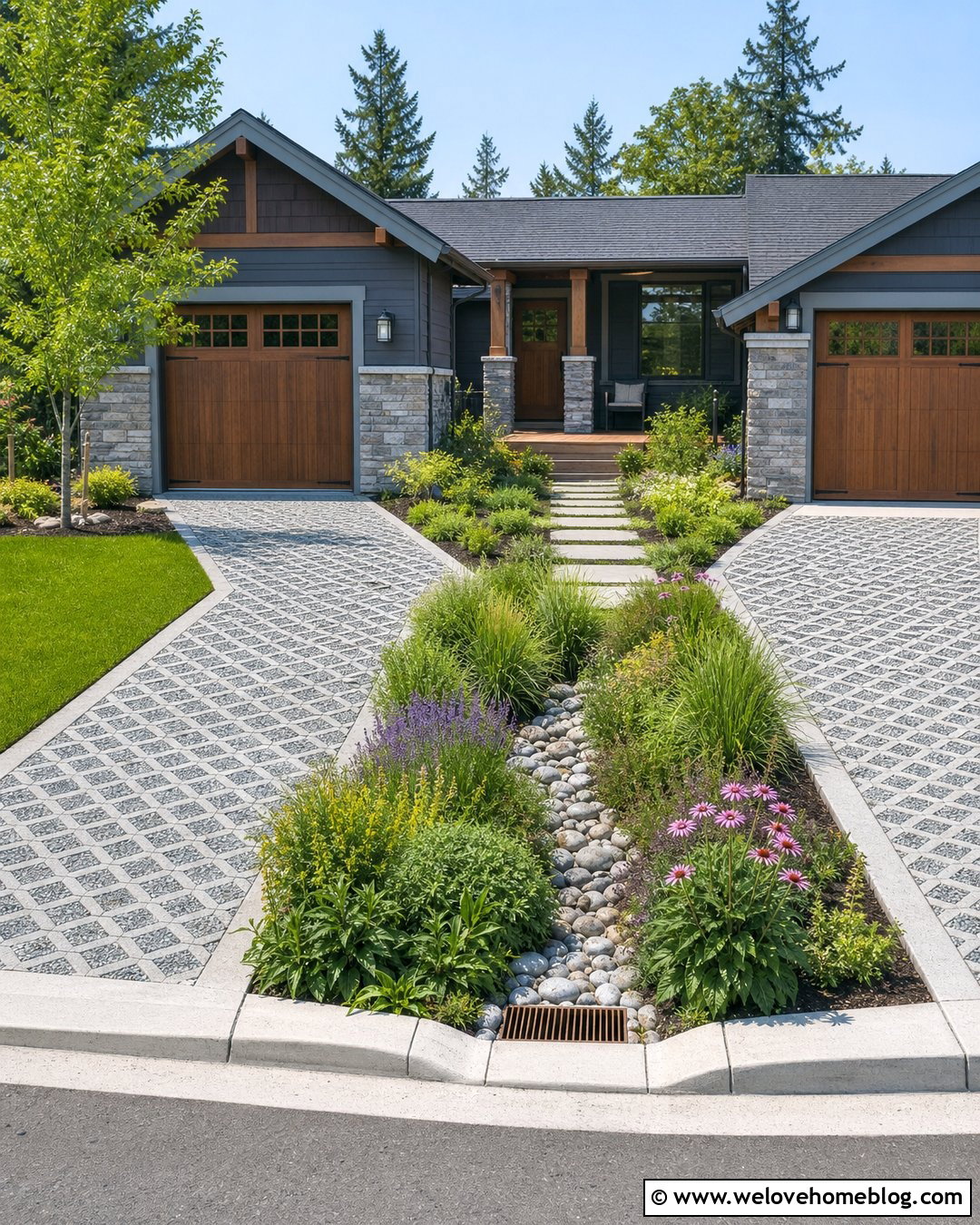 Two Permeable Driveways With Rain Garden - 20 Two Driveways Ideas