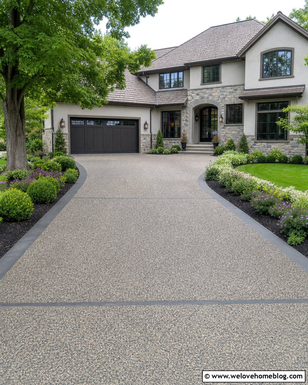 Two Story Home With Exposed Aggregate Driveway - 20 Two-Story Home With Driveway Ideas