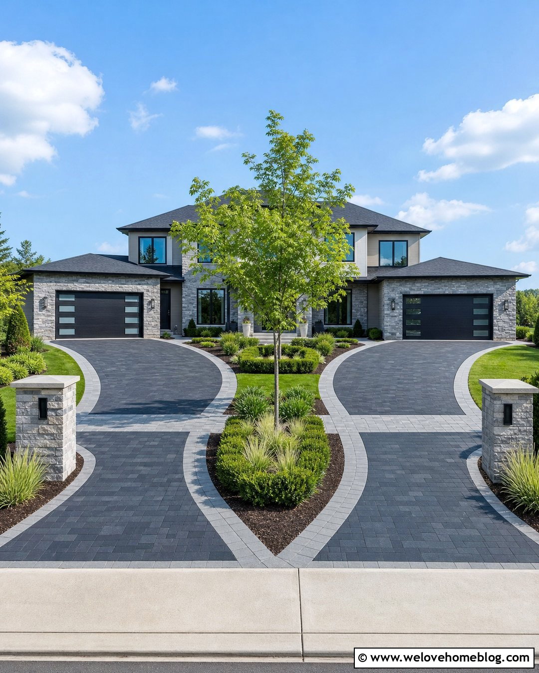 Two Story Home With Split Garage Driveway - 20 Two-Story Home With Driveway Ideas