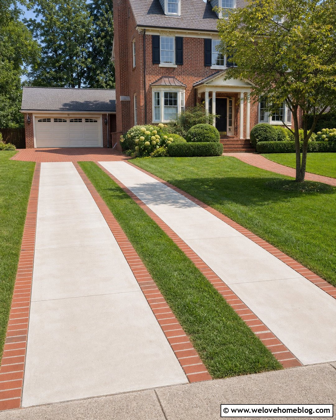 Two Strip Driveway With Brick Edging - 20 Two Strip Driveway Ideas