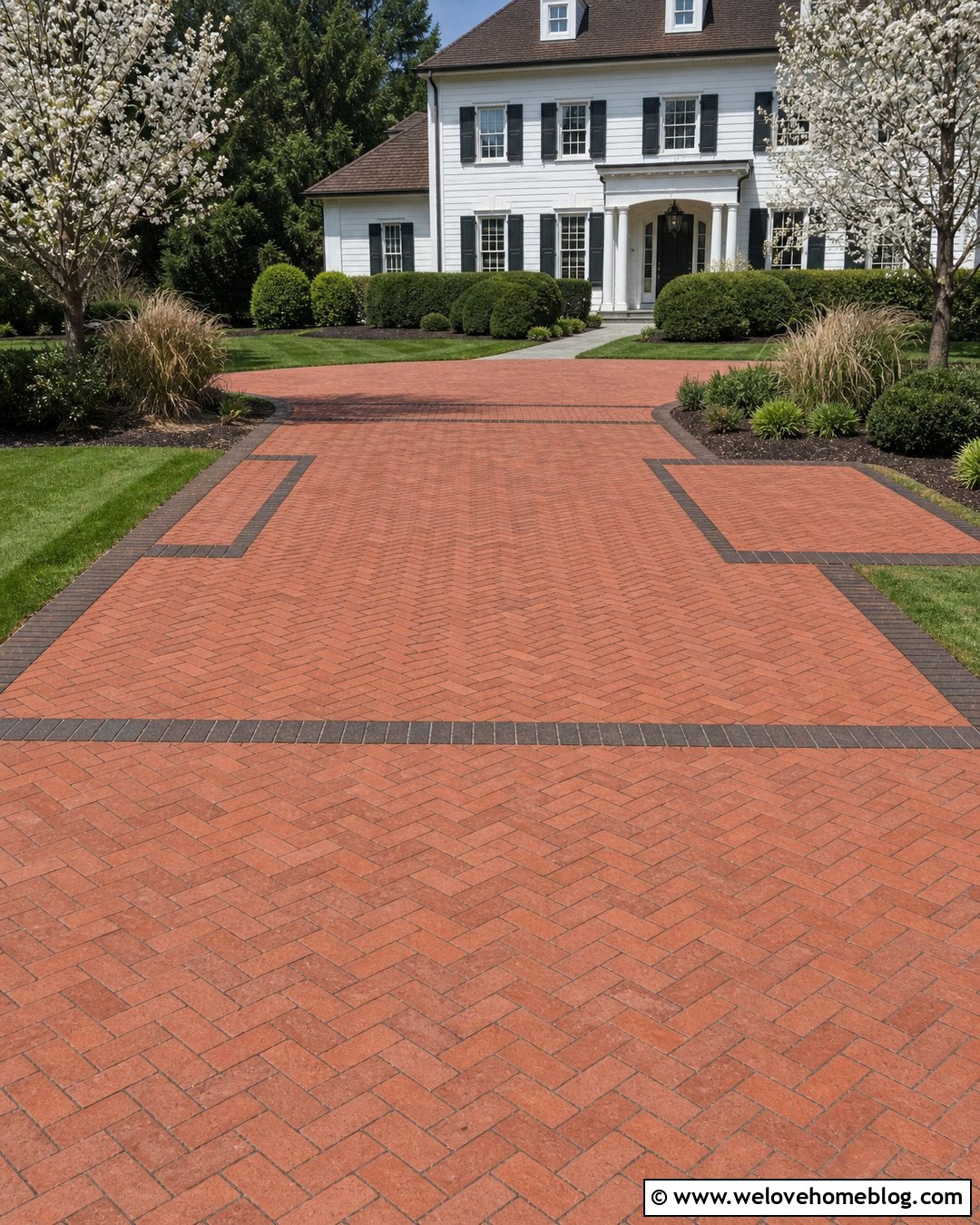 Two Tone Brick Driveway - 35 Brick Driveway Ideas