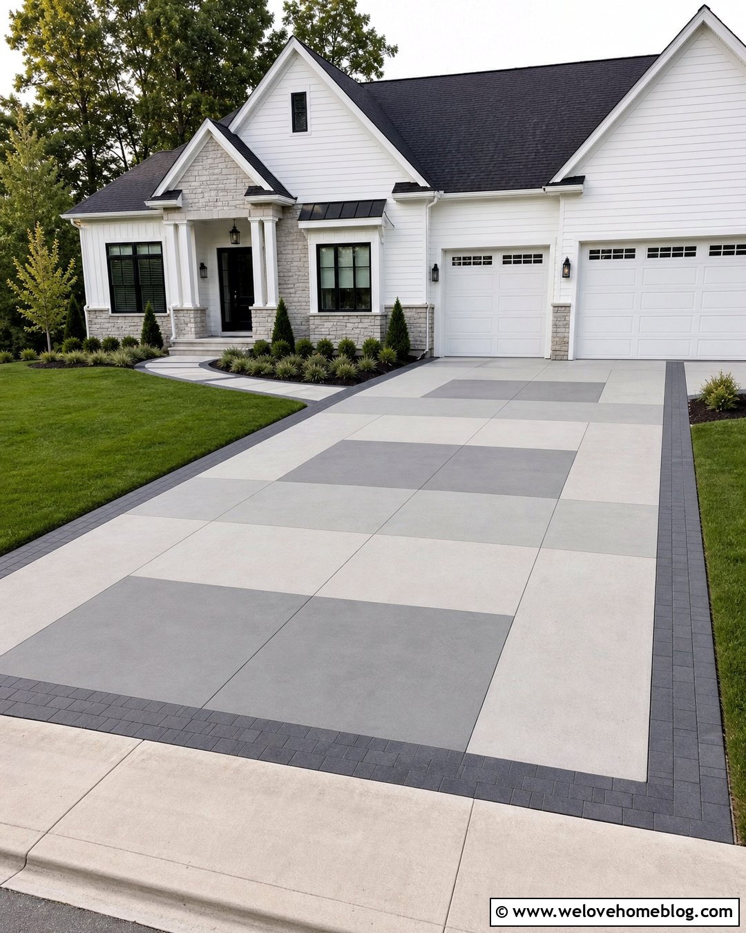 Two Tone Driveway Paint With Contrasting Panels - 30 driveway paint ideas