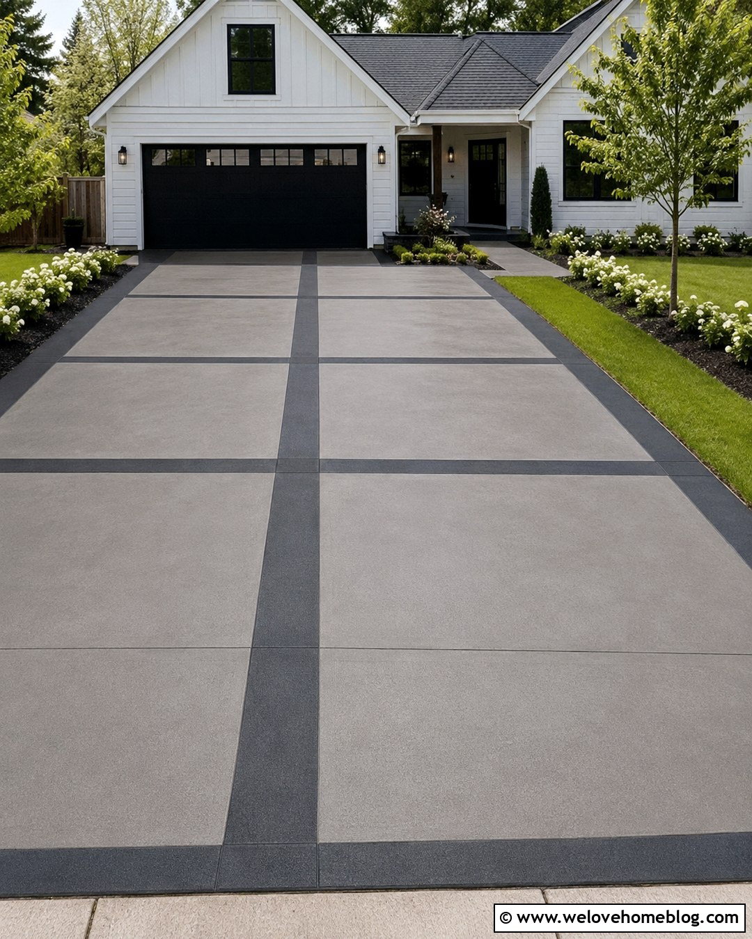 Two Tone Gray Concrete Driveway - 20 driveway paint concrete ideas