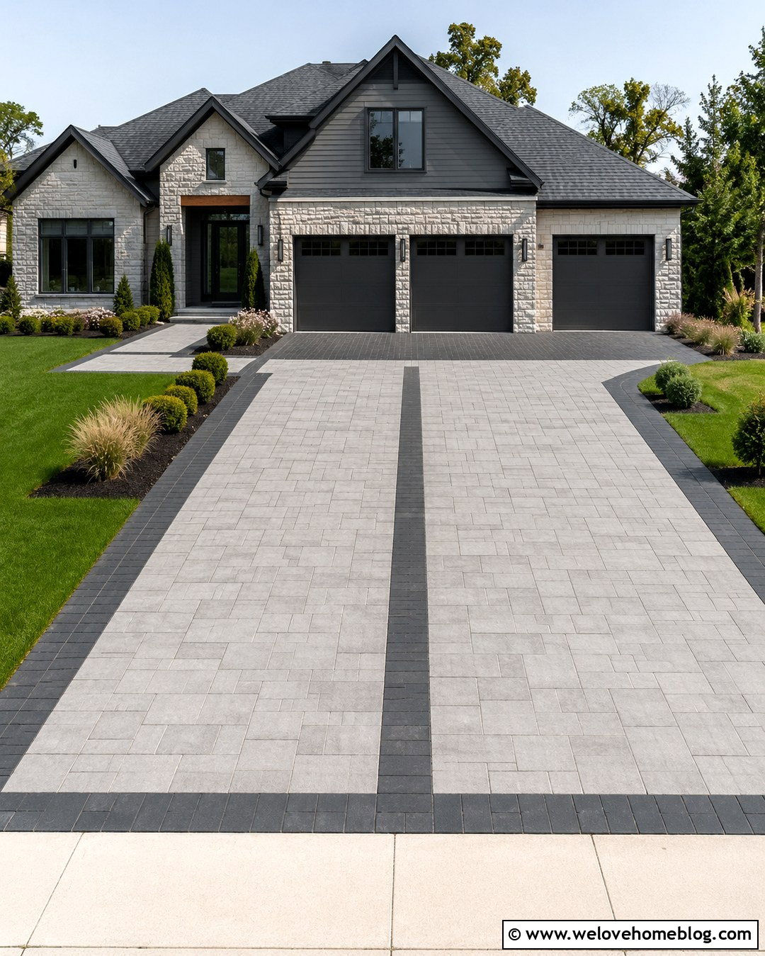 Two Tone Grey Driveway - 20 Grey Driveway Inspiration Ideas