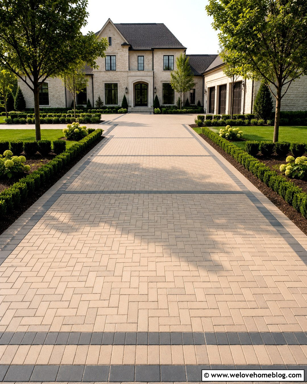 Two Tone Holland Stone Driveway With Accent Bands - 20 holland stone driveway ideas