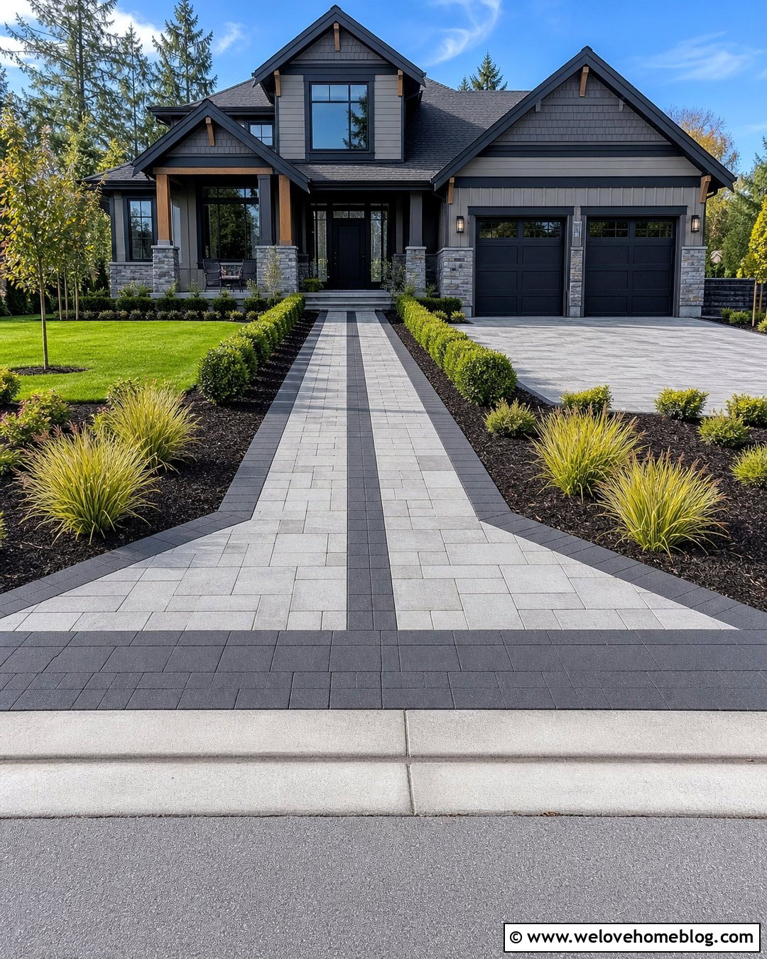 Two Tone Paved Driveway - 35 paved driveway ideas