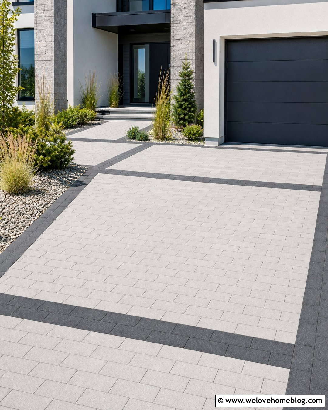 Two Tone Paver Driveway - 40 driveway pavers ideas