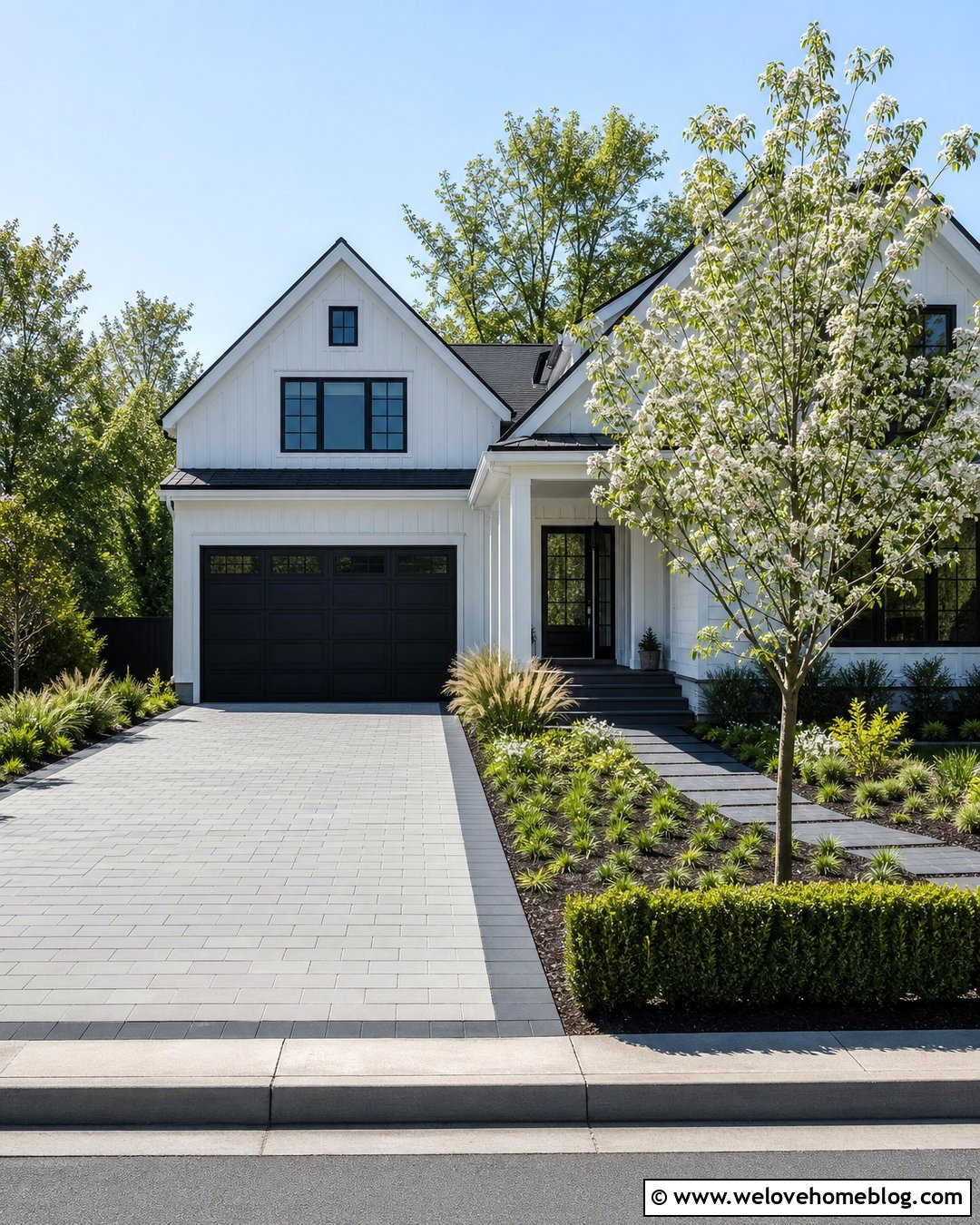 Two Tone Paver Driveway With Corner Garden - 20 Driveway Small Front Garden With Parking Ideas