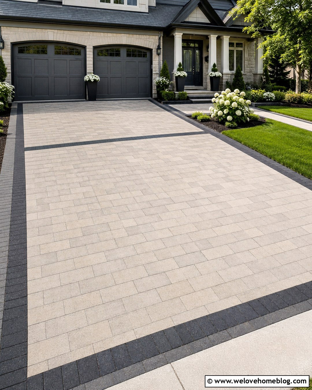 Two Tone Paving Stone Driveway - 20 Paving Stone Driveway Ideas