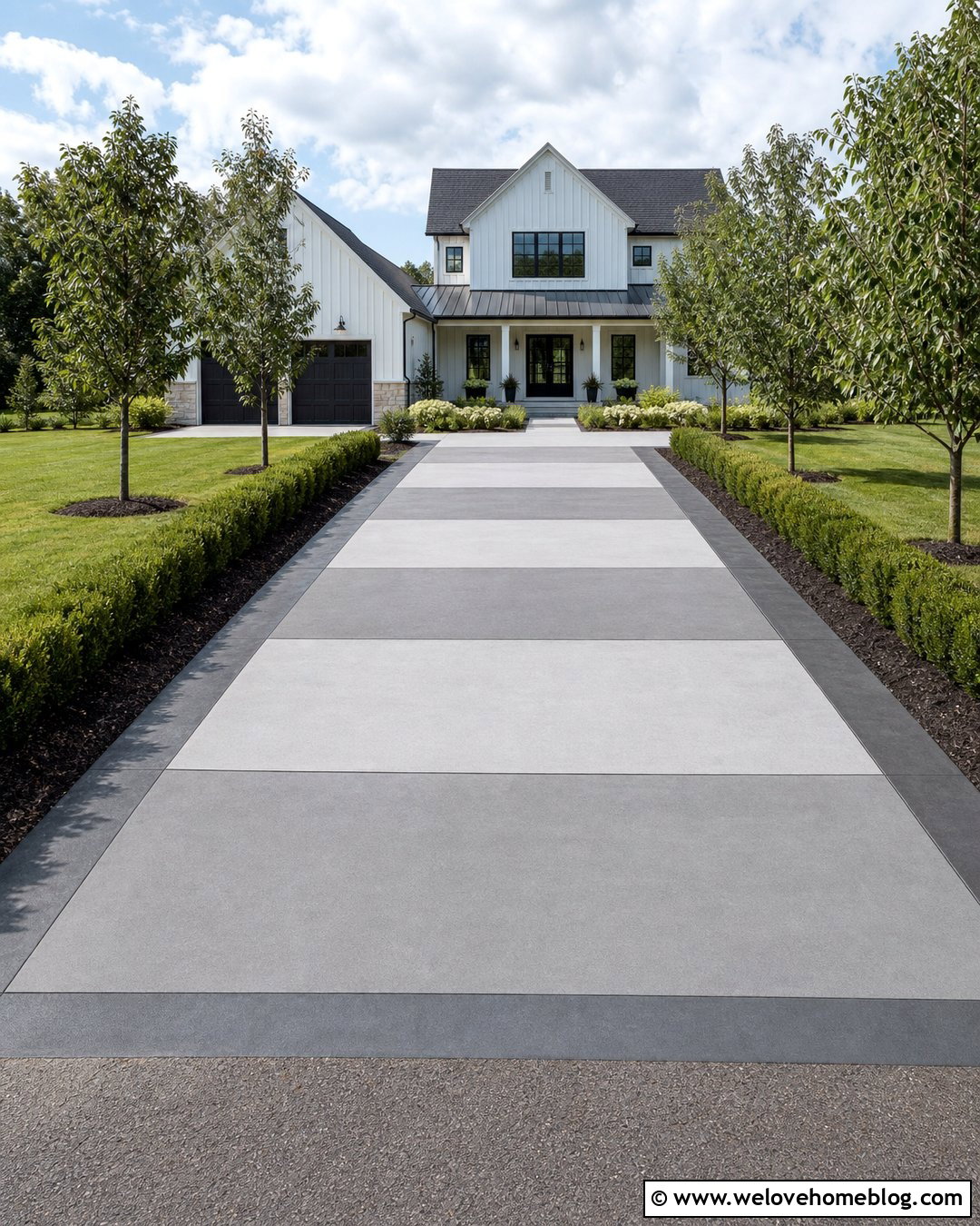 Two Tone Scored Concrete Driveway - 30 Concrete Driveway Resurfacing Ideas
