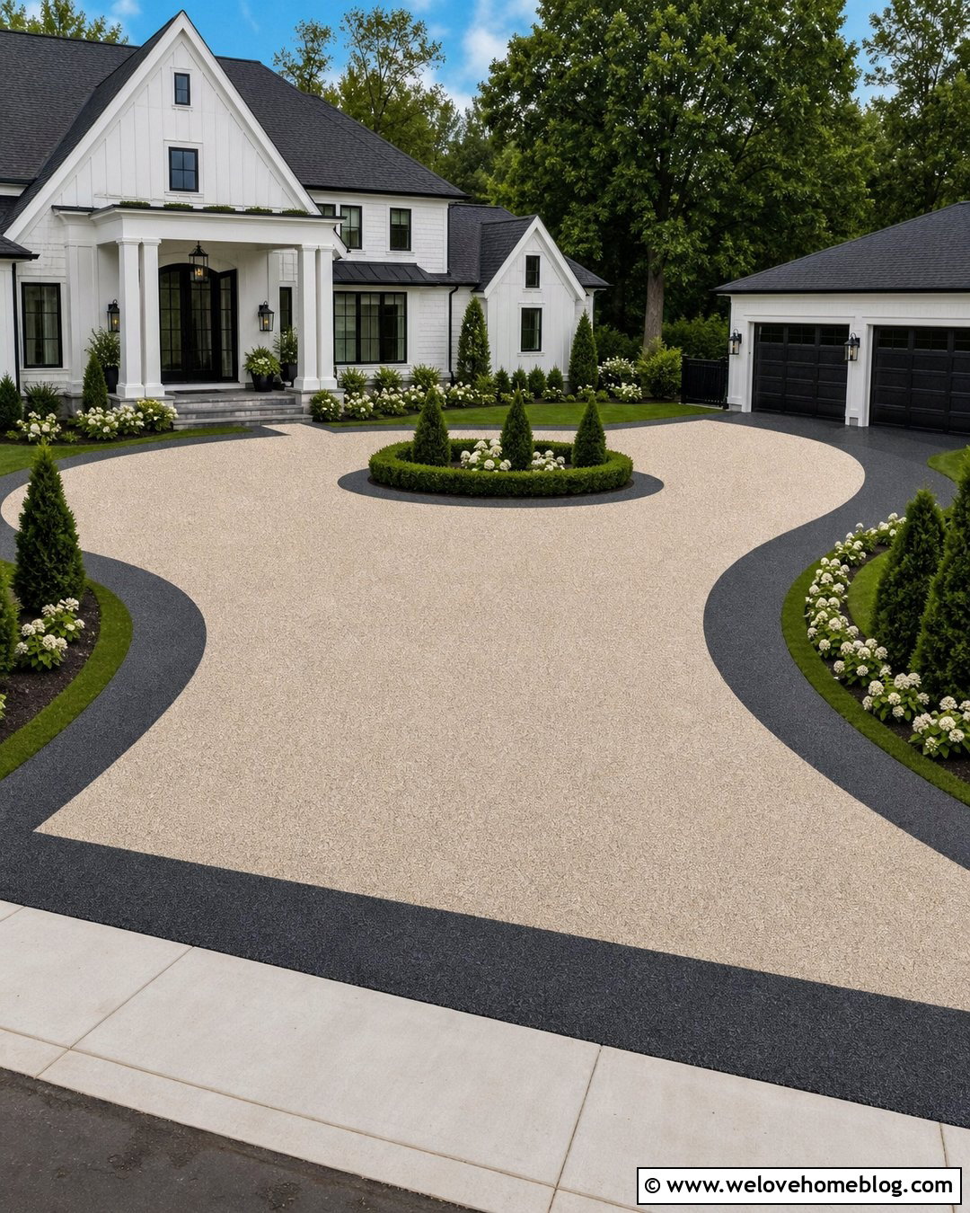 Two Tone Sealed Gravel Driveway With Contrasting Border - 20 sealed gravel driveway ideas