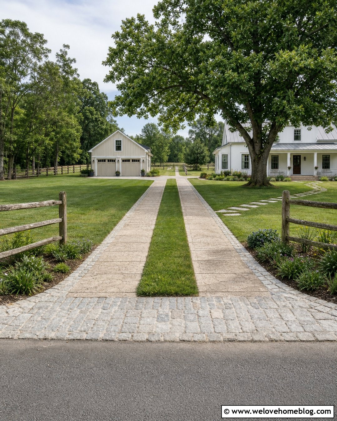 Two Track Driveway Squares With A Grass Center - 20 Driveway Squares Ideas