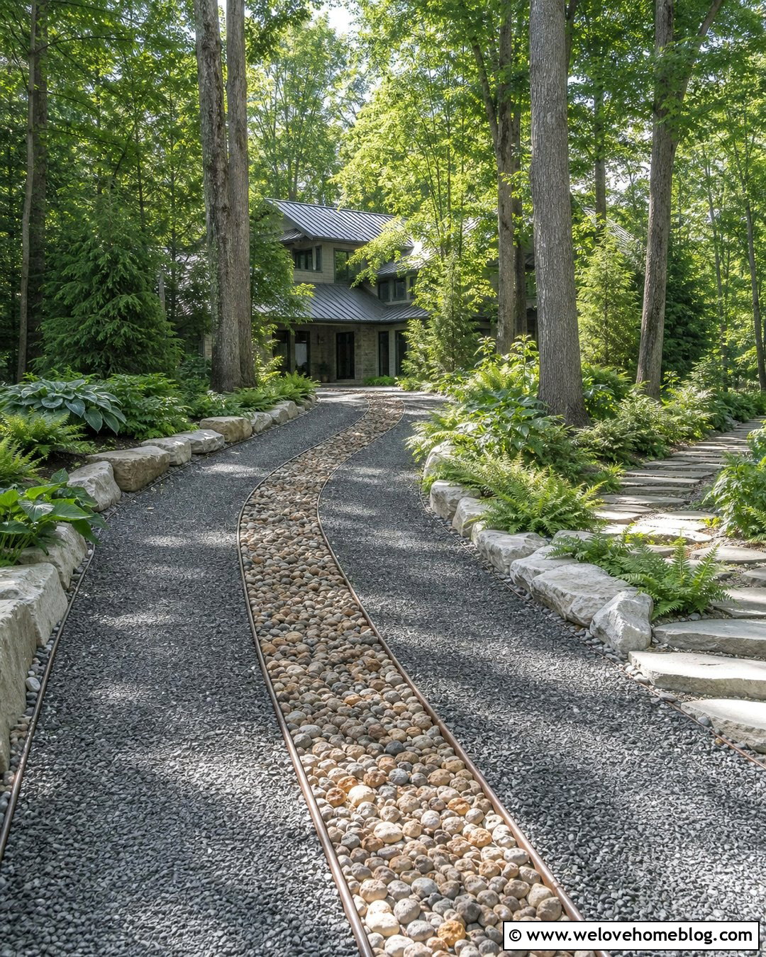 Two Track Gravel Driveway With River Rock Center - 20 two track gravel driveway ideas