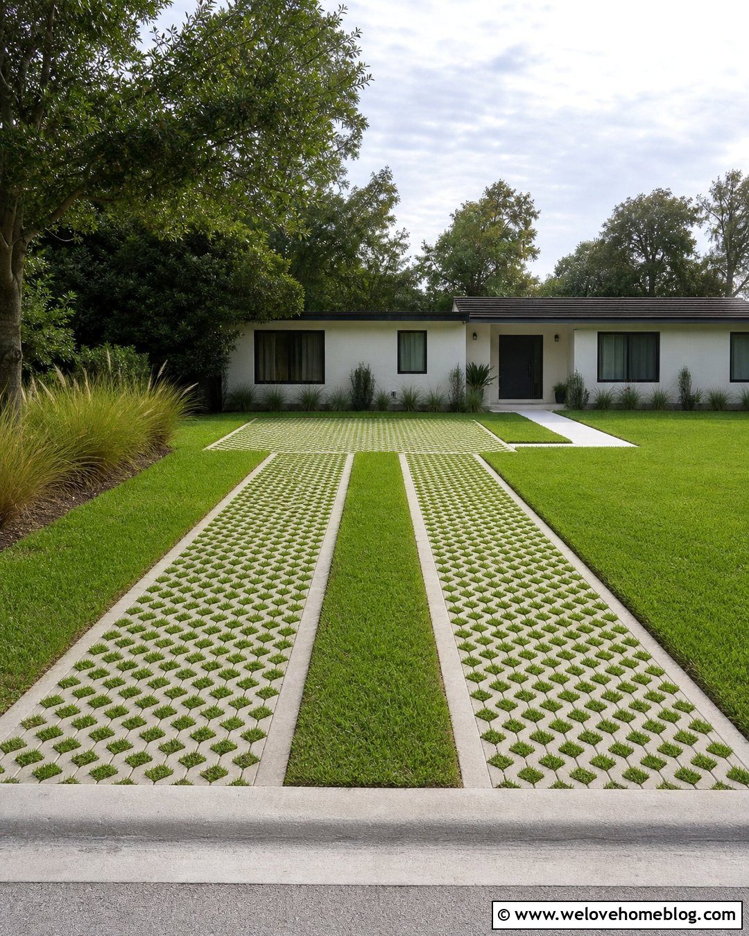 Two Track Turf Block Driveway - 20 turf block driveway ideas