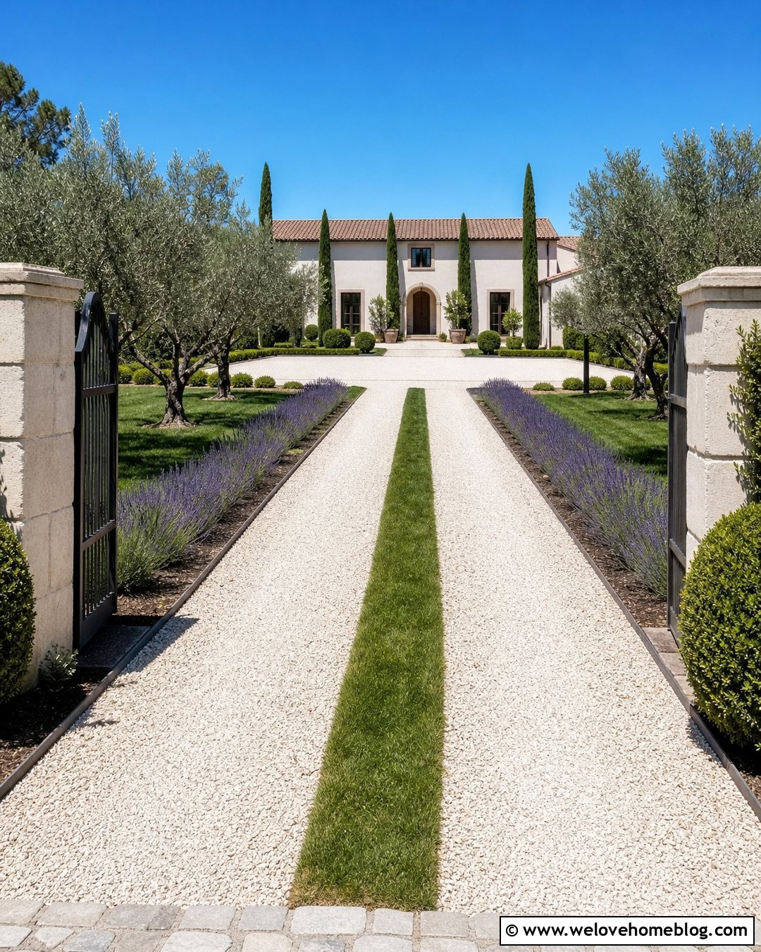 Two Track White Gravel Driveway With Lavender Borders - 20 two track gravel driveway ideas