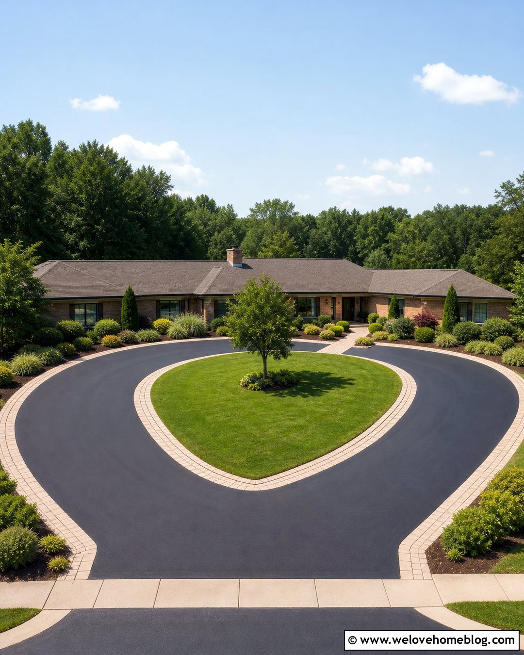 U Shape Ranch Driveway With Low Maintenance Landscaping - 30 U Shape Driveway Landscaping Ideas
