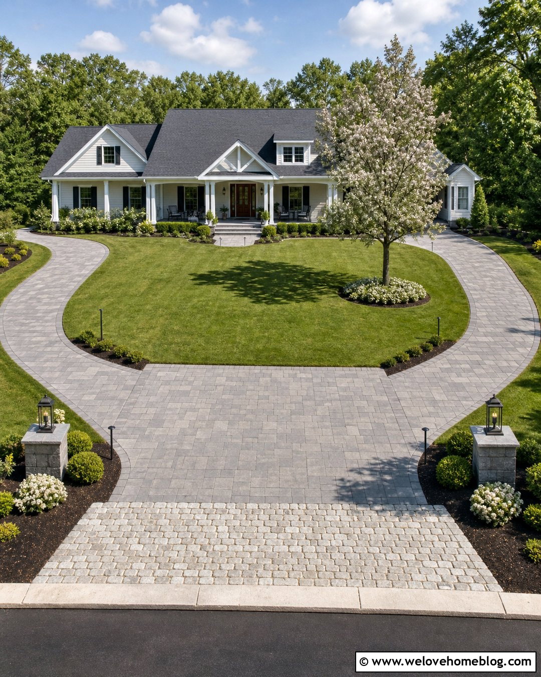 U Shaped Driveway With A Front Door Drop Off - 25 U Driveway Front Yards Ideas