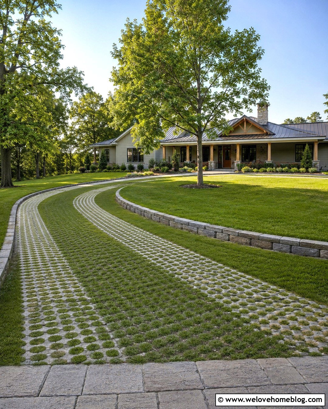 U Shaped Driveway With Grass Paver Strips - 20 U Shaped Driveway Ideas