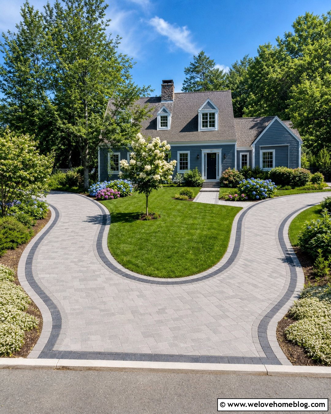 U Shaped Driveway With Hydrangea Borders - 20 U Driveway Ideas