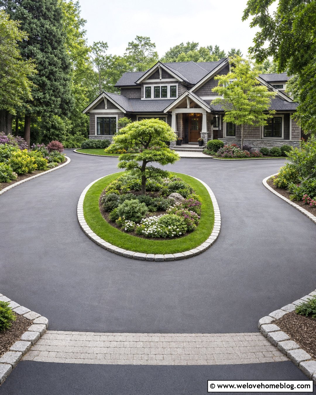 U Shaped Driveway With Ornamental Trees - 20 u driveway landscaping ideas