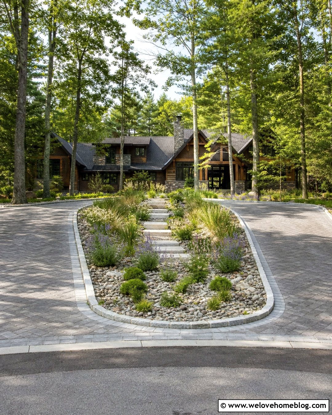 U Shaped Driveway With Rain Garden - 20 u driveway landscaping ideas