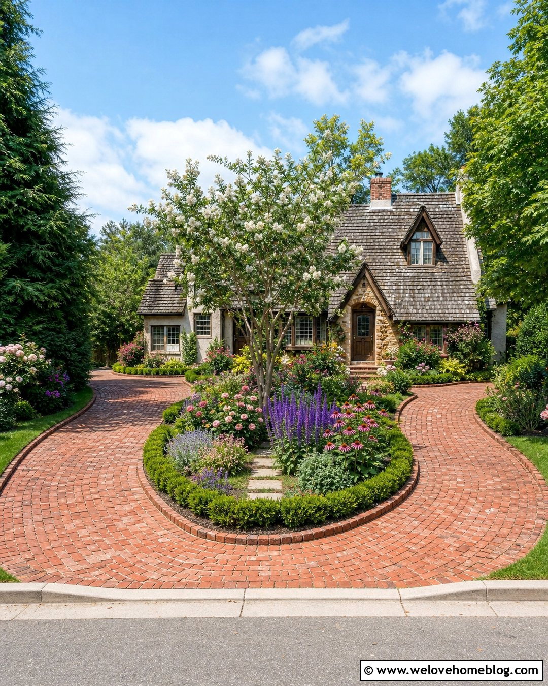 U Shaped Driveway With a Cottage Garden Center - 25 u shaped driveway landscaping ideas
