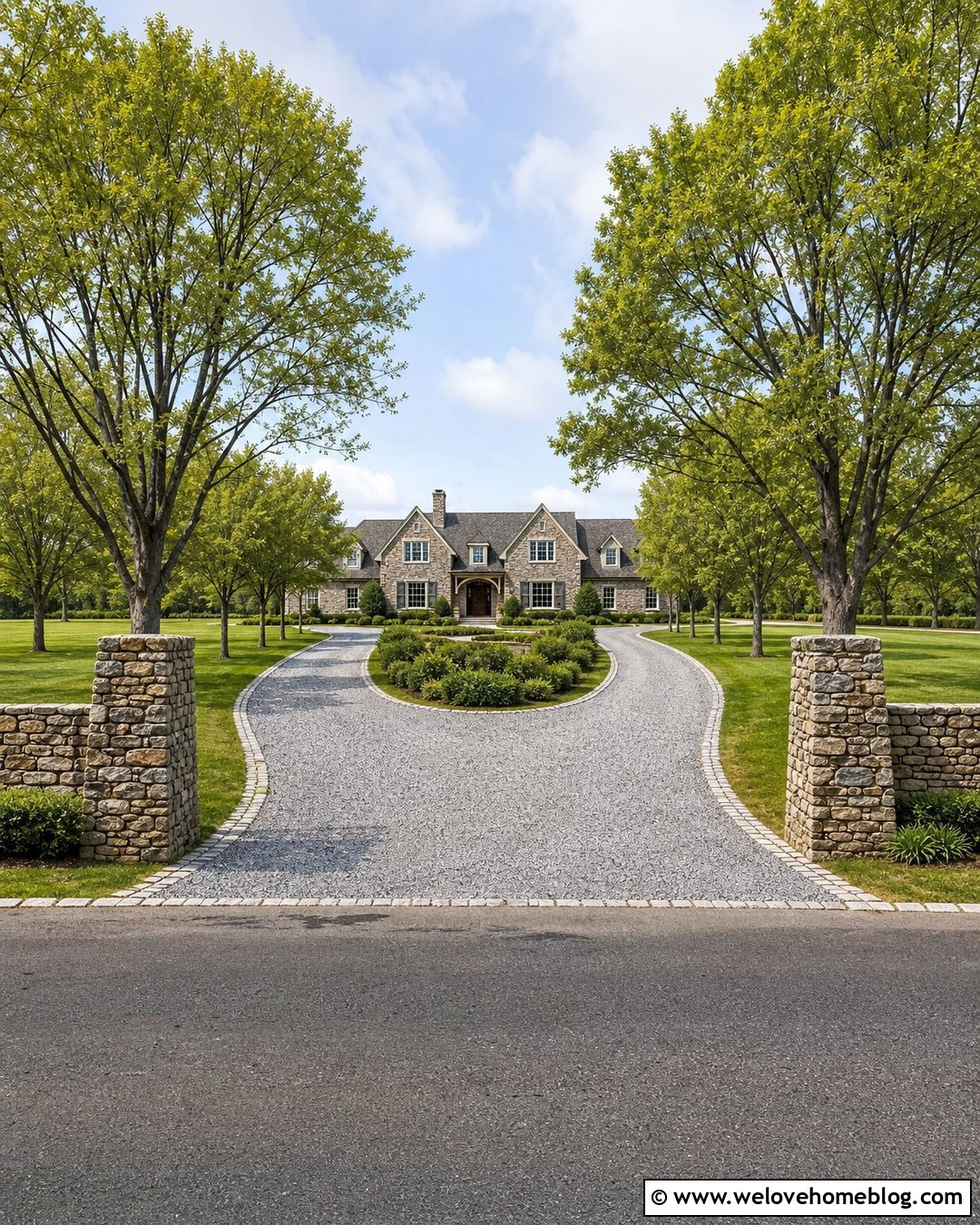 U Shaped Driveway With a Tree Lined Entrance - 25 u shaped driveway landscaping ideas