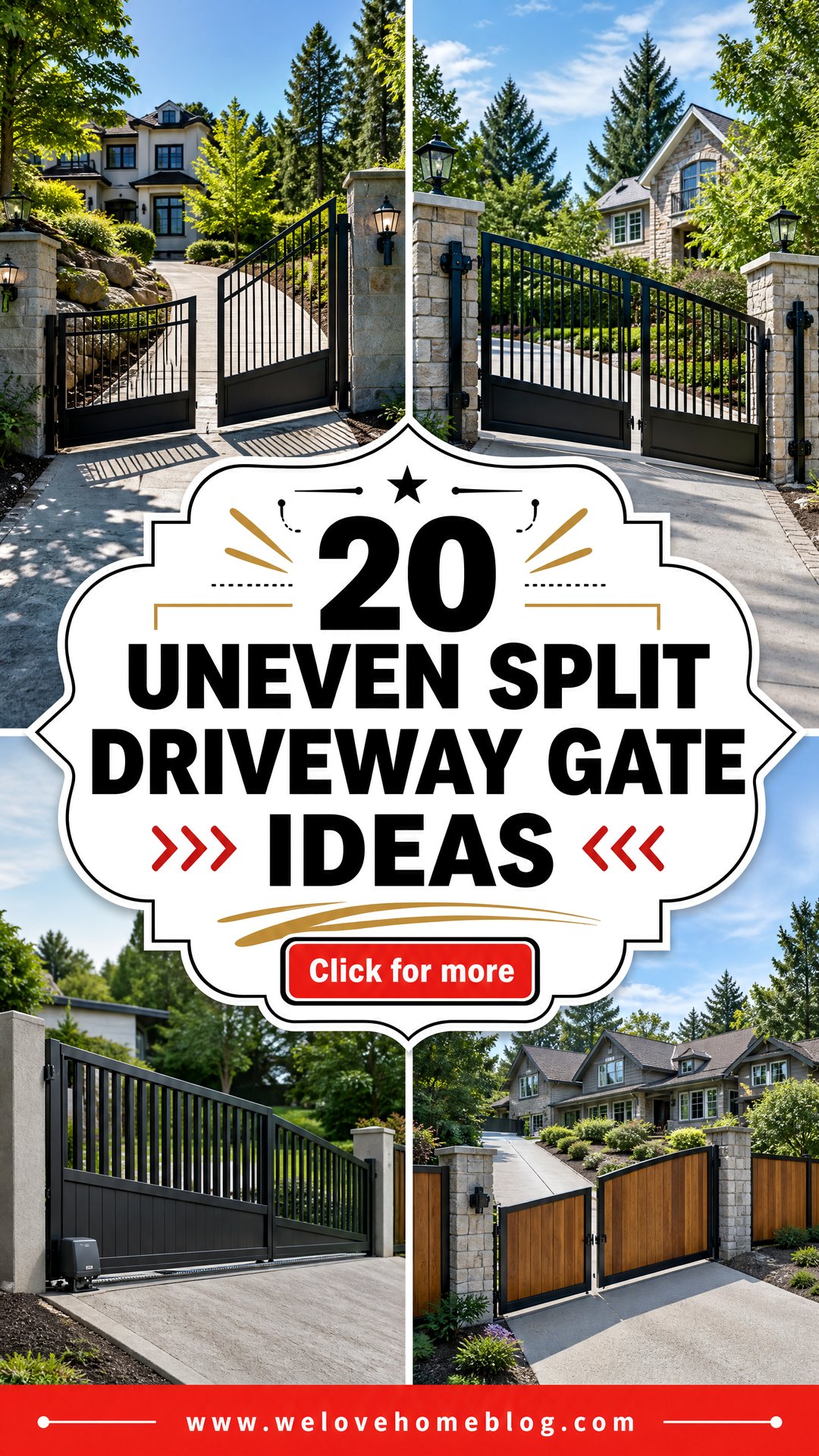 20 Uneven Split Driveway Gate Ideas for Safer Sloped Entries - 20 Uneven Split Driveway Gate Ideas for Safer Sloped Entries
