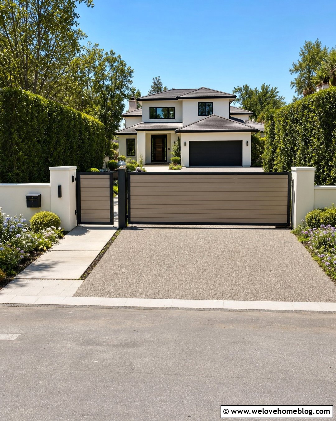 Uneven Split Driveway Gate With Pedestrian Access - 20 Uneven Split Driveway Gate Ideas