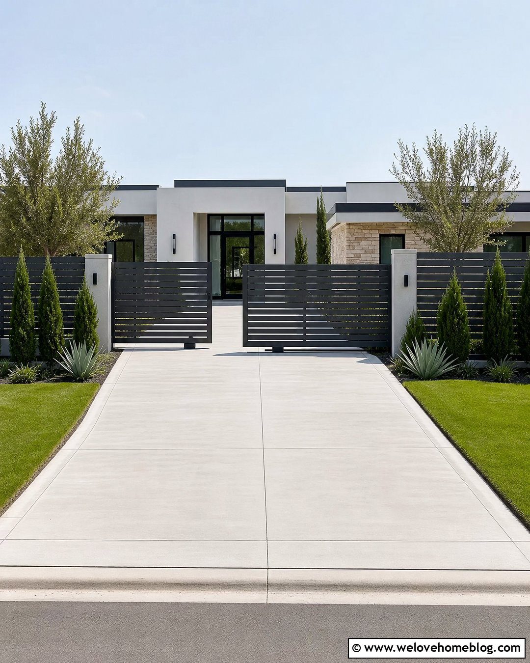 Uneven Split Sliding Driveway Gate - 20 Uneven Split Driveway Gate Ideas