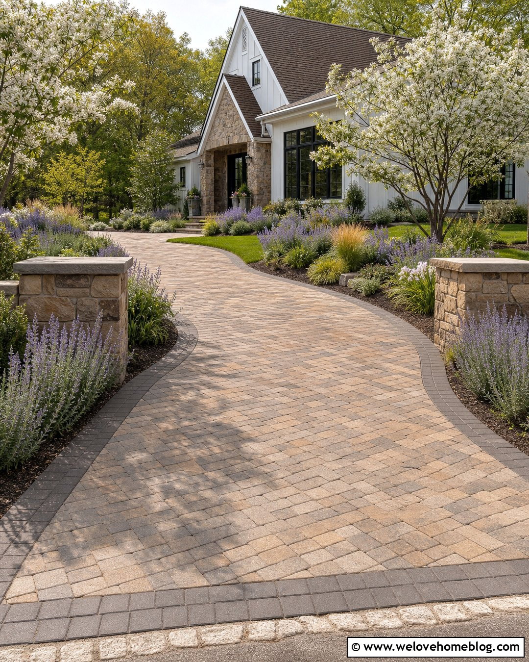Unilock Brussels Block Farmhouse Driveway - 20 unilock driveway designs ideas