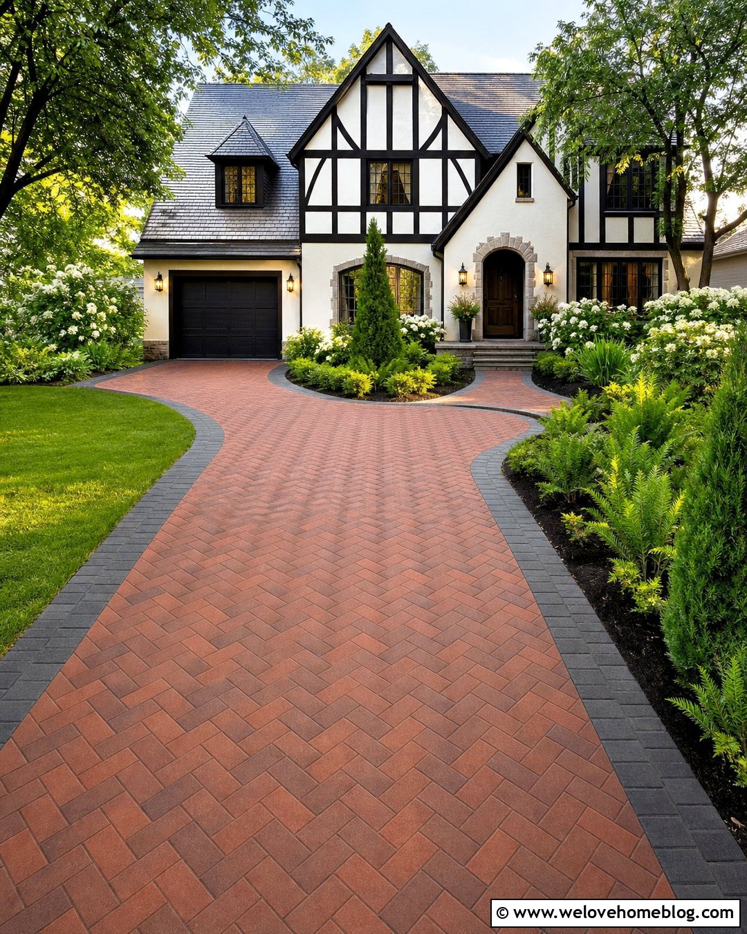 Unilock Copthorne Herringbone Driveway - 20 Unilock Driveway Ideas