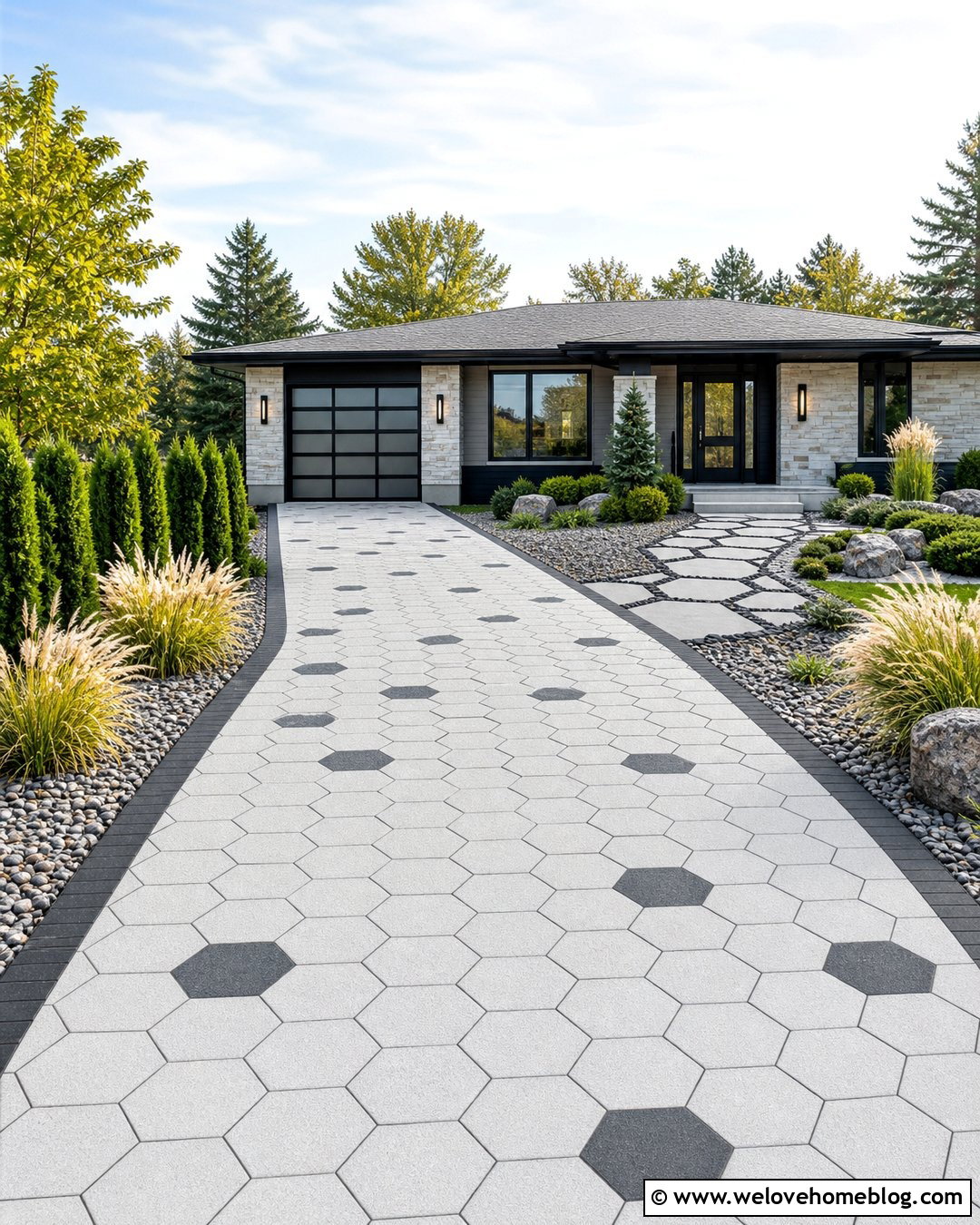 Unilock Eco Hex Geometric Driveway